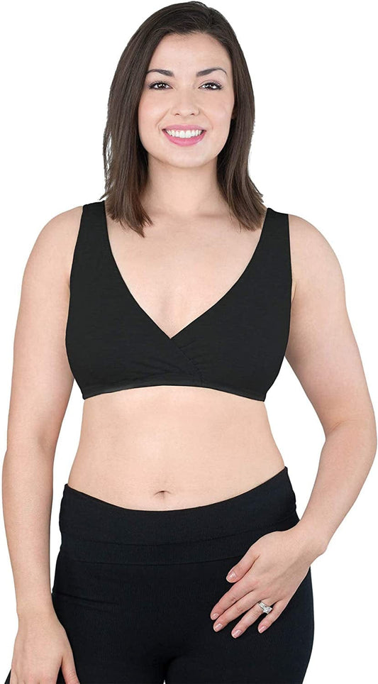 Women'S Cotton Maternity to Nursing Sleep Bra Black / 1 / Medium