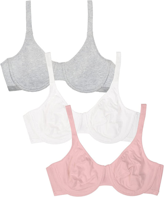 Women'S Cotton Stretch Extreme Comfort Bra Bittersweet Pink/White/Grey Heather / 42D