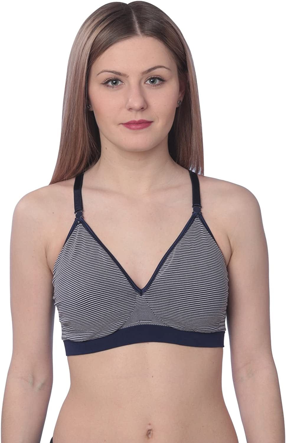 Women'S Cozy Seamless Wire-Free Bra Navy Lines / Small