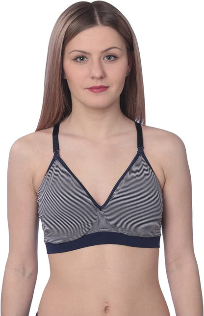 Women'S Cozy Seamless Wire-Free Bra Navy Lines / Small