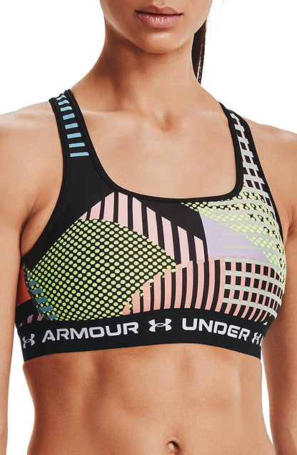 Women'S Crossback Mid Printed Bra Black (001)/White / XX-Large
