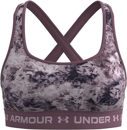 Women'S Crossback Mid Printed Bra Ash Plum (554)/Mauve Pink / Small