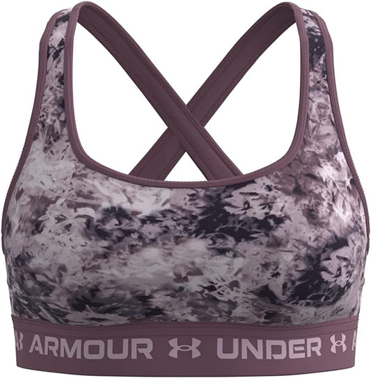 Women'S Crossback Mid Printed Bra Ash Plum (554)/Mauve Pink / Small