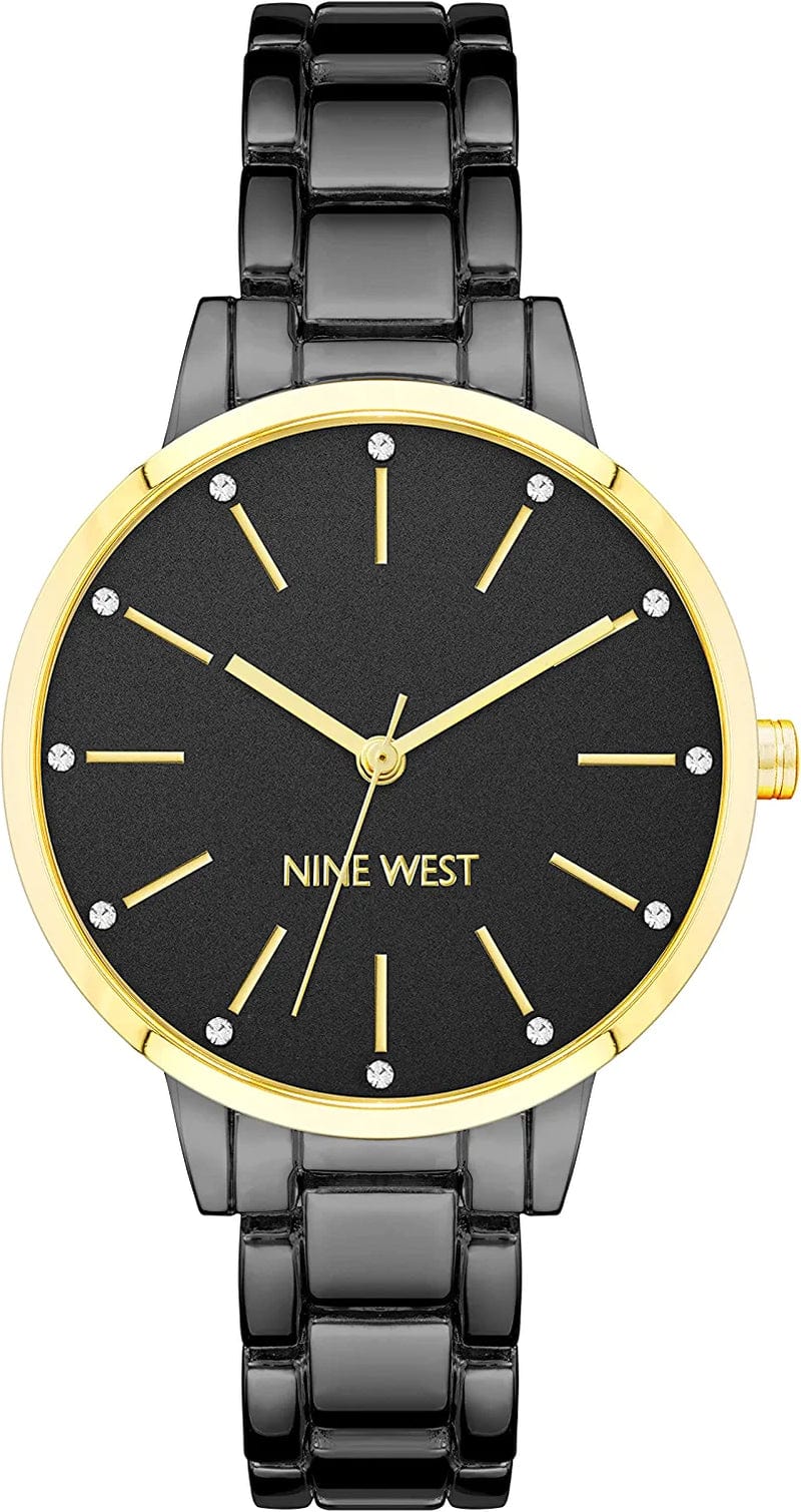 Women'S Crystal Accented Bracelet Watch Gunmetal Grey/Gold