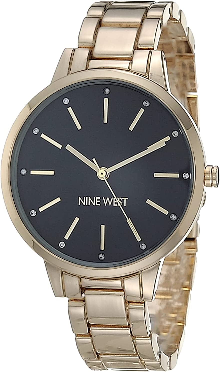 Women'S Crystal Accented Bracelet Watch Gold/Black