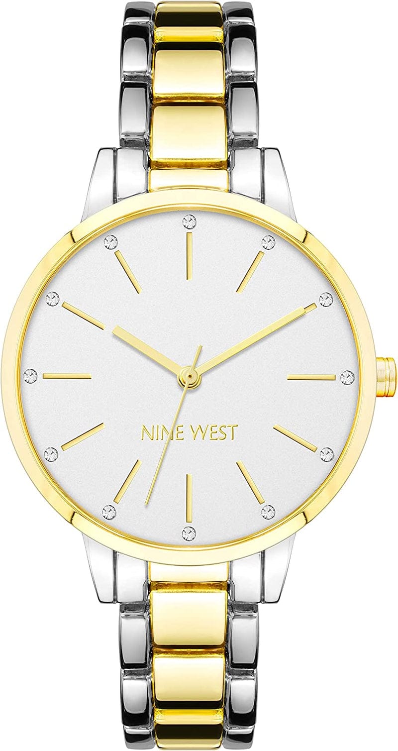 Women'S Crystal Accented Bracelet Watch Two Tone