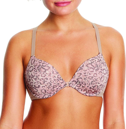 Women'S Demi Underwire Bra, One Fab Fit Demi Bra, Underwire Bra, Lightly Padded Racerback T-Shirt Bra Washed Leopard Print/Soft Pink / 34D