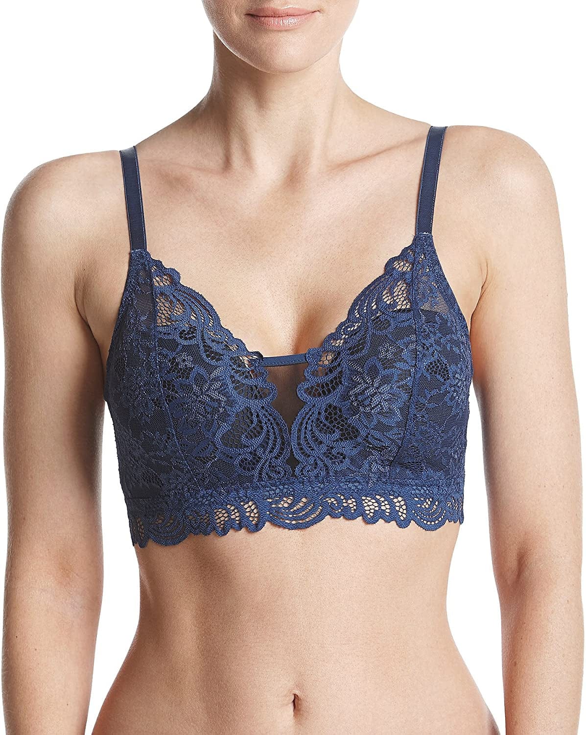 Women'S Desire All over Lace Wirefree Bra Df6591 In the Navy/Black Combo / Medium