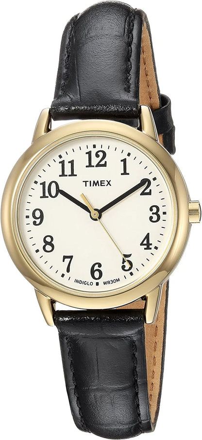Women'S Easy Reader Leather Strap 30Mm Watch Black/Gold/Cream