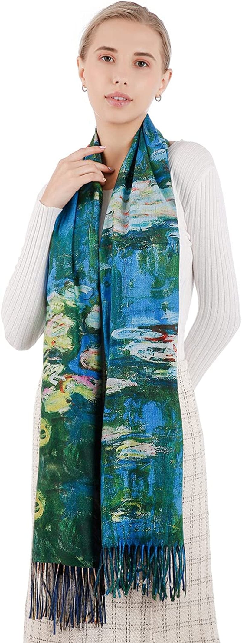 Women'S Fashion Scarf with Art Printed Tassel Soft Cashmere Warm Large Blanket Wrap Shawl for Gift Apparel & Accessories > Clothing Accessories > Scarves & Shawls XYBJ No24  