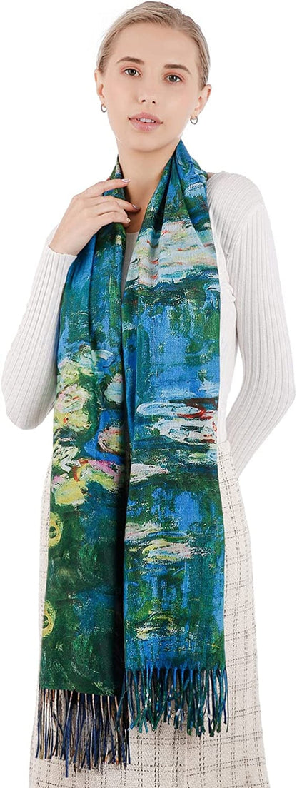 Women'S Fashion Scarf with Art Printed Tassel Soft Cashmere Warm Large Blanket Wrap Shawl for Gift Apparel & Accessories > Clothing Accessories > Scarves & Shawls XYBJ No24  