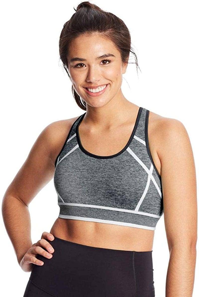 Women'S Fashion Seamless Racerback Bra Ebony Heather/White / X-Small