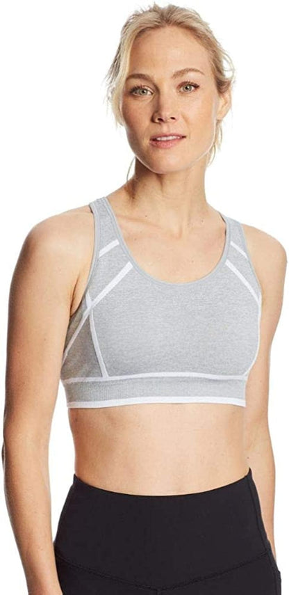 Women'S Fashion Seamless Racerback Bra Heather Gray/White / Large