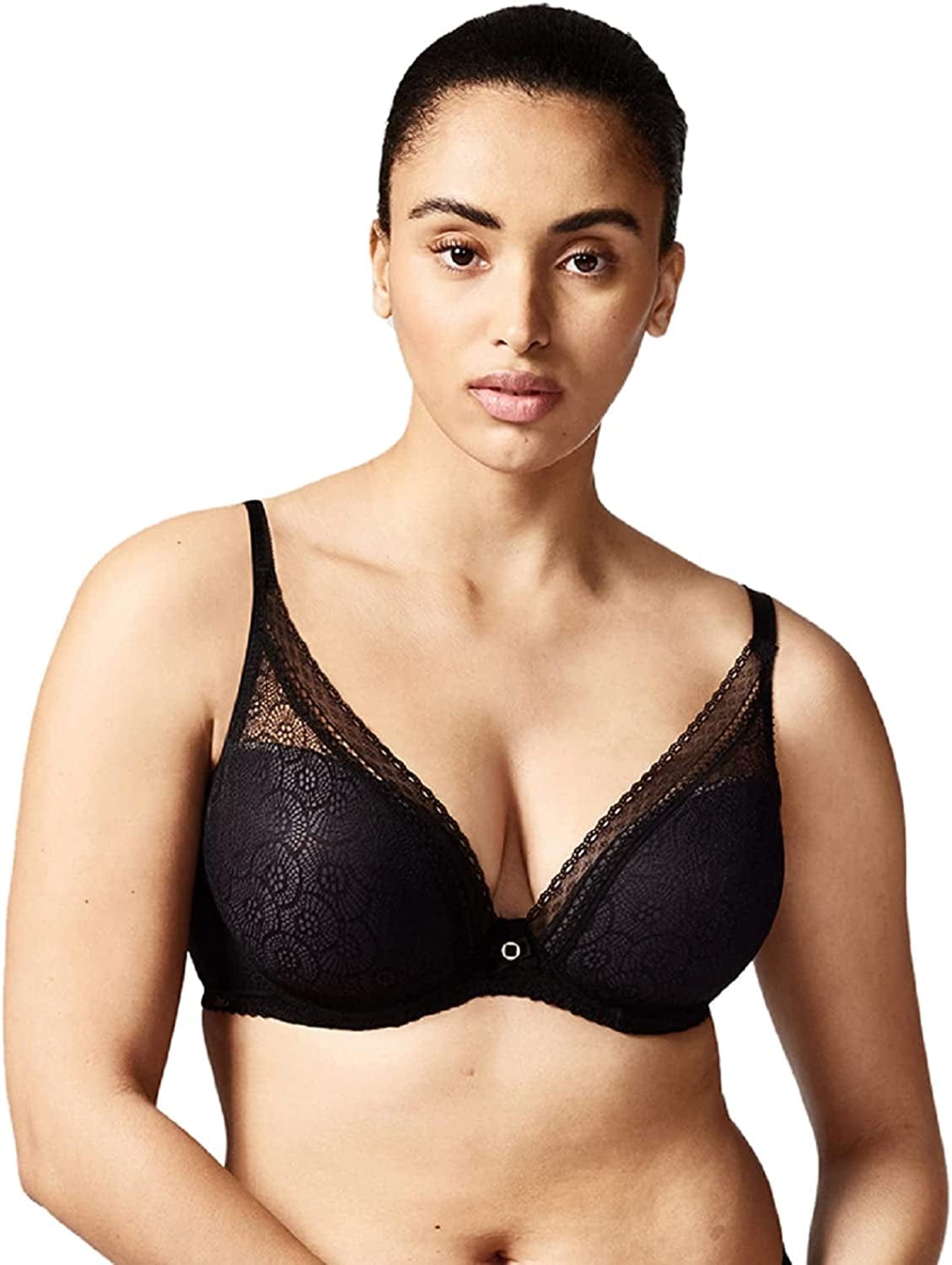 Women'S Festive Lace Plunge Bra Black / 32C