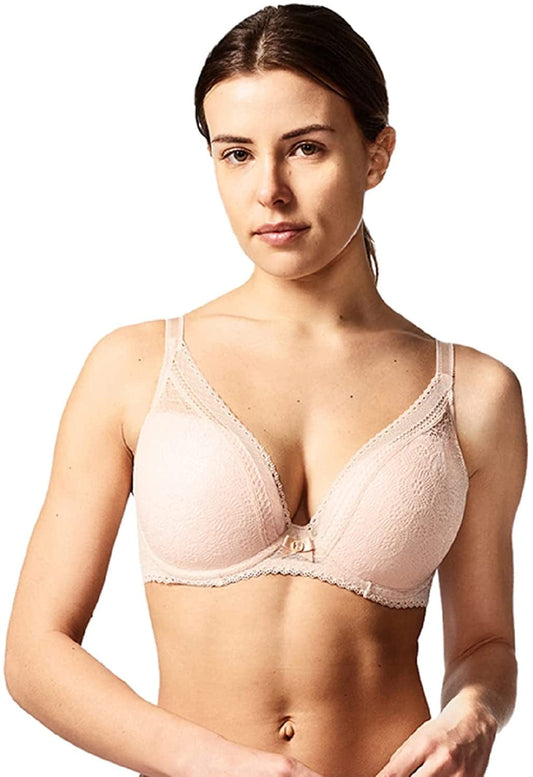 Women'S Festive Lace Plunge Bra Nude Blush / 34E