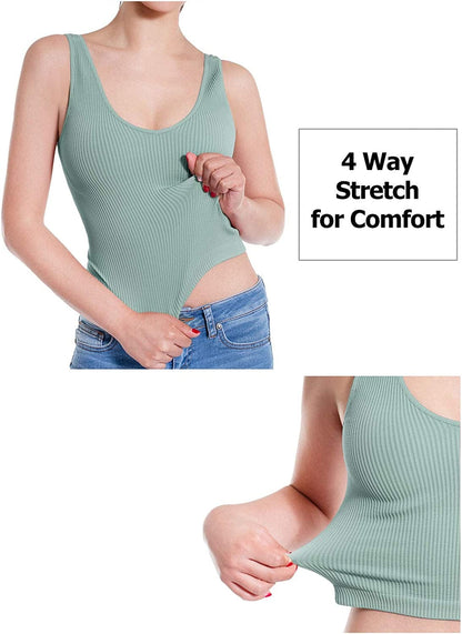 Women'S Four-Way Stretch V-Neck Ribbed Seamless Crop Top -Made in USA