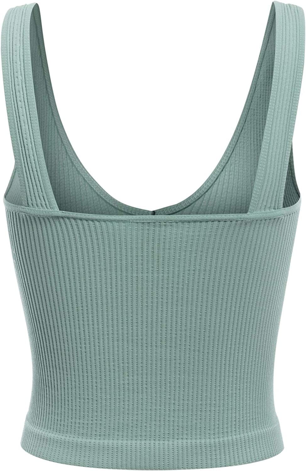 Women'S Four-Way Stretch V-Neck Ribbed Seamless Crop Top -Made in USA