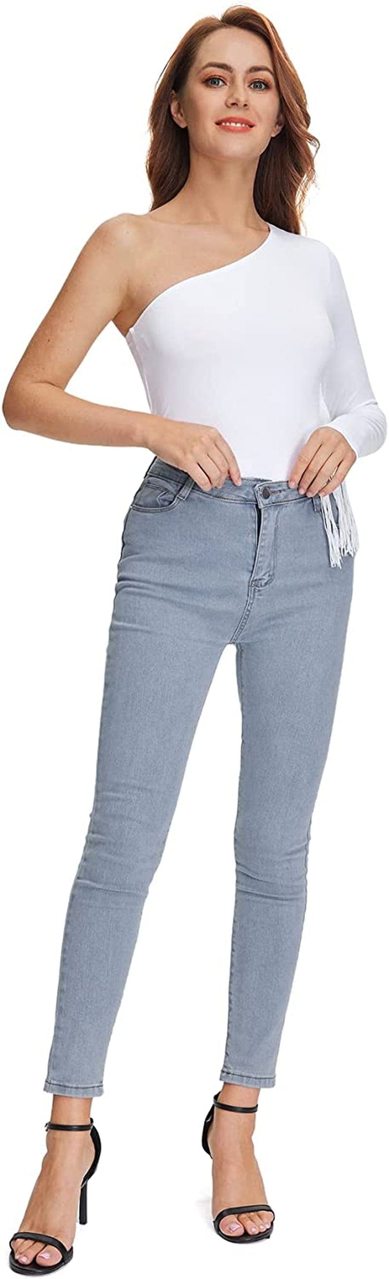Women'S Fringe Trim One Shoulder Long Sleeve Fitted Top