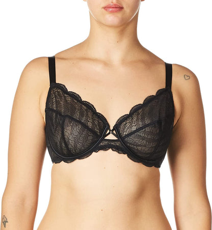 Women'S Frivole Sheer Plunge Black / 38B