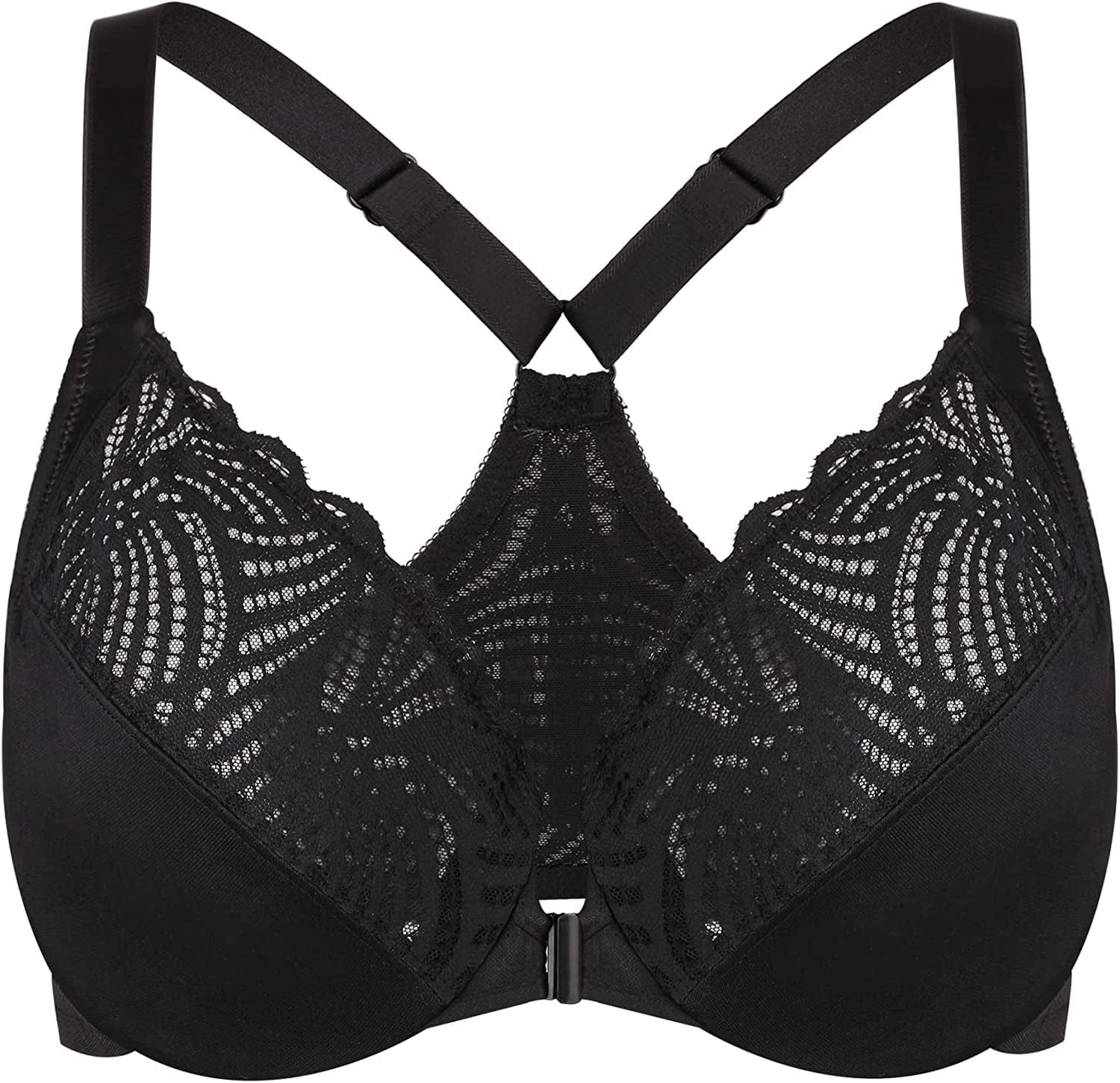 Women'S Front Closure Bra Underwire Unpadded plus Size Full Coverage Bras