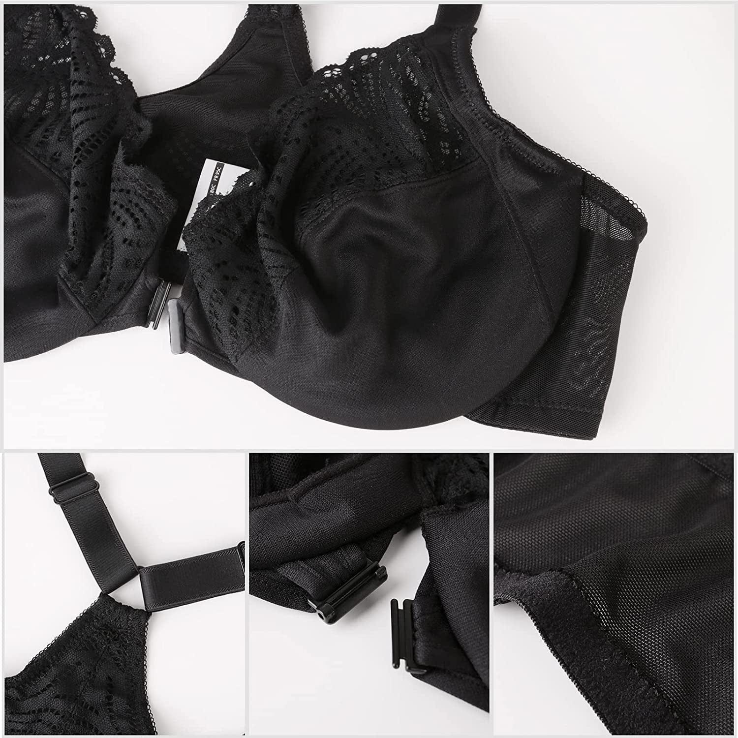 Women'S Front Closure Bra Underwire Unpadded plus Size Full Coverage Bras