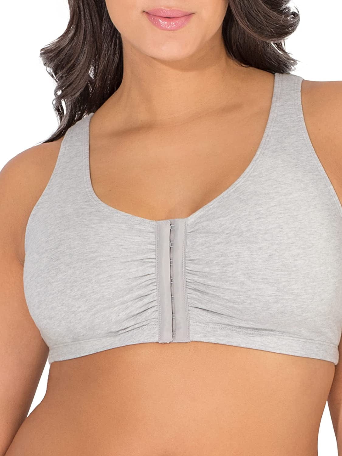 Women'S Front Closure Cotton Bra Heather Grey/White 2-pack / 2 / 34