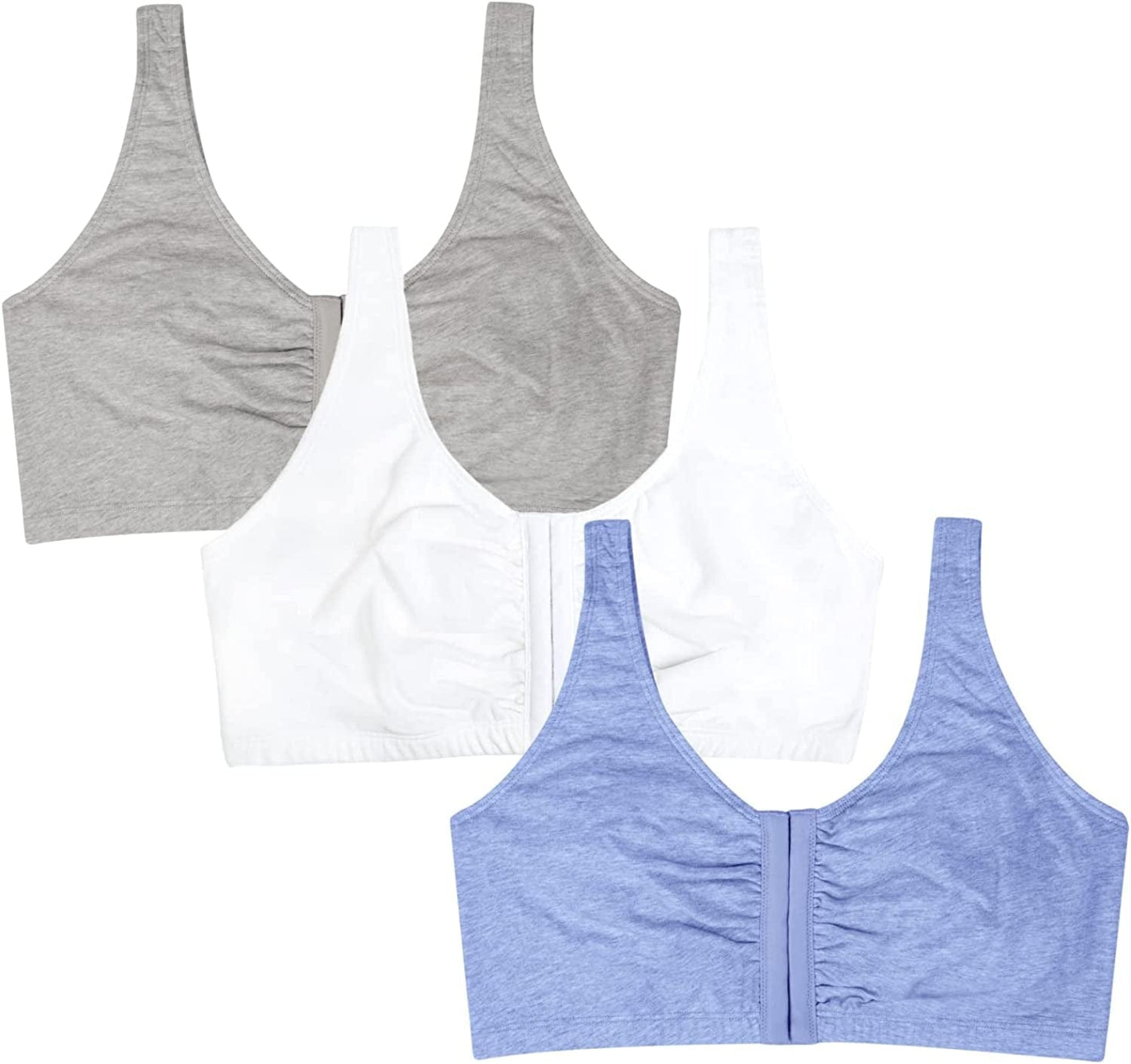 Women'S Front Closure Cotton Bra Blue Gem Heather/White/Grey 3-pack / 3 / 42