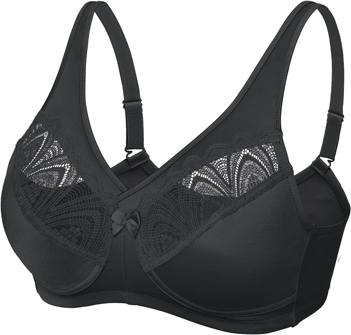 Women'S Full Coverage Minimizer Bra plus Size Wireless Non Padded Comfort Everday Bra Black / 42DDD