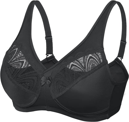 Women'S Full Coverage Minimizer Bra plus Size Wireless Non Padded Comfort Everday Bra Black / 42DDD