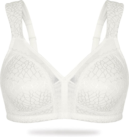 Women'S Full Coverage Non Padded Wirefree plus Size Minimizer Bra for Large Bust Support Seamless White / 44G
