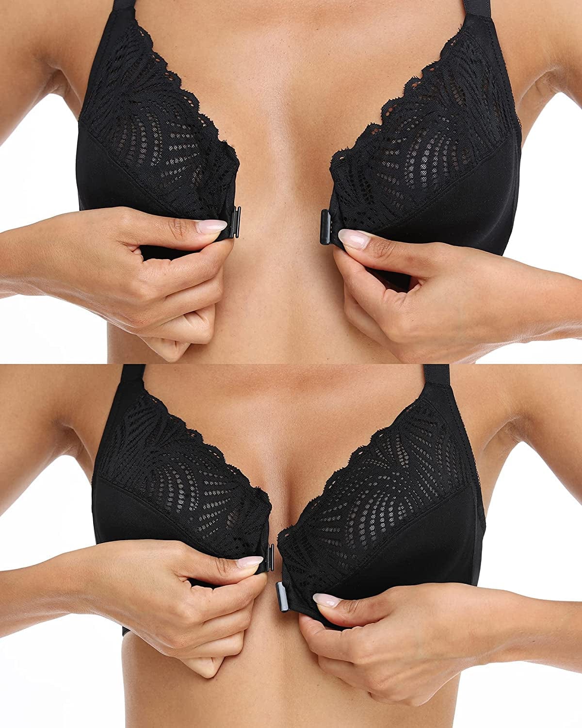 Women’S Full Figure plus Size Unpadded Front Closure Lace Racerback Underwire Everyday Bra