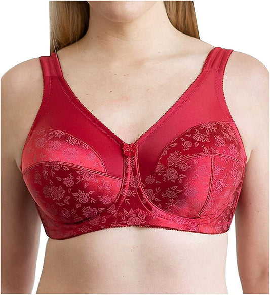 Women'S Full Figure Wireless Seamed Cup Bra 7102 Red / 42B