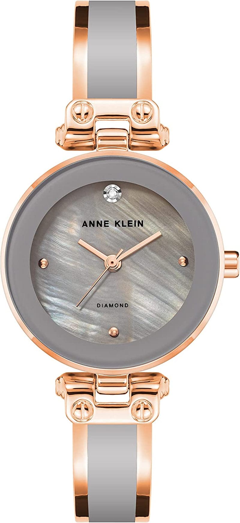 Women'S Genuine Diamond Dial Bangle Watch Grey/Rose Gold