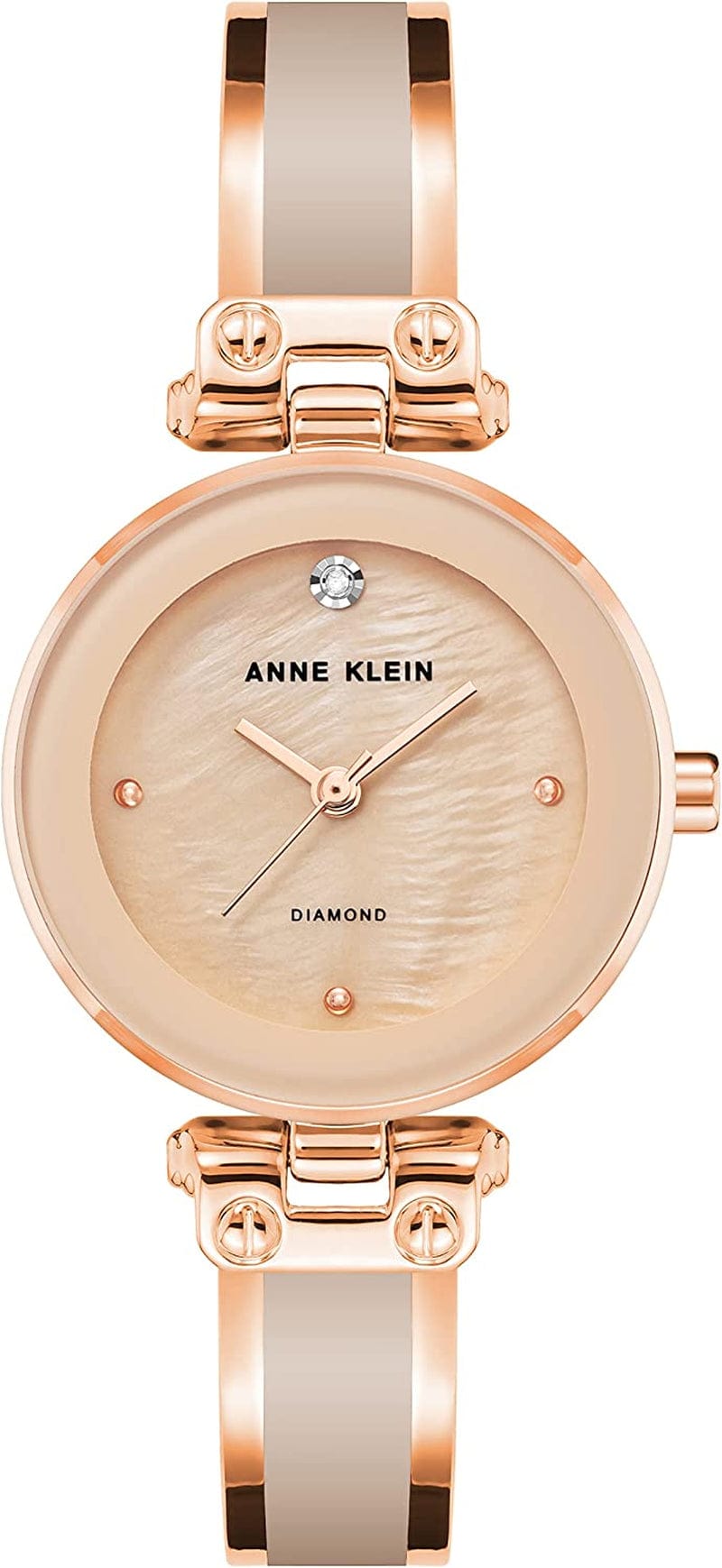 Women'S Genuine Diamond Dial Bangle Watch Pink/Rose Gold