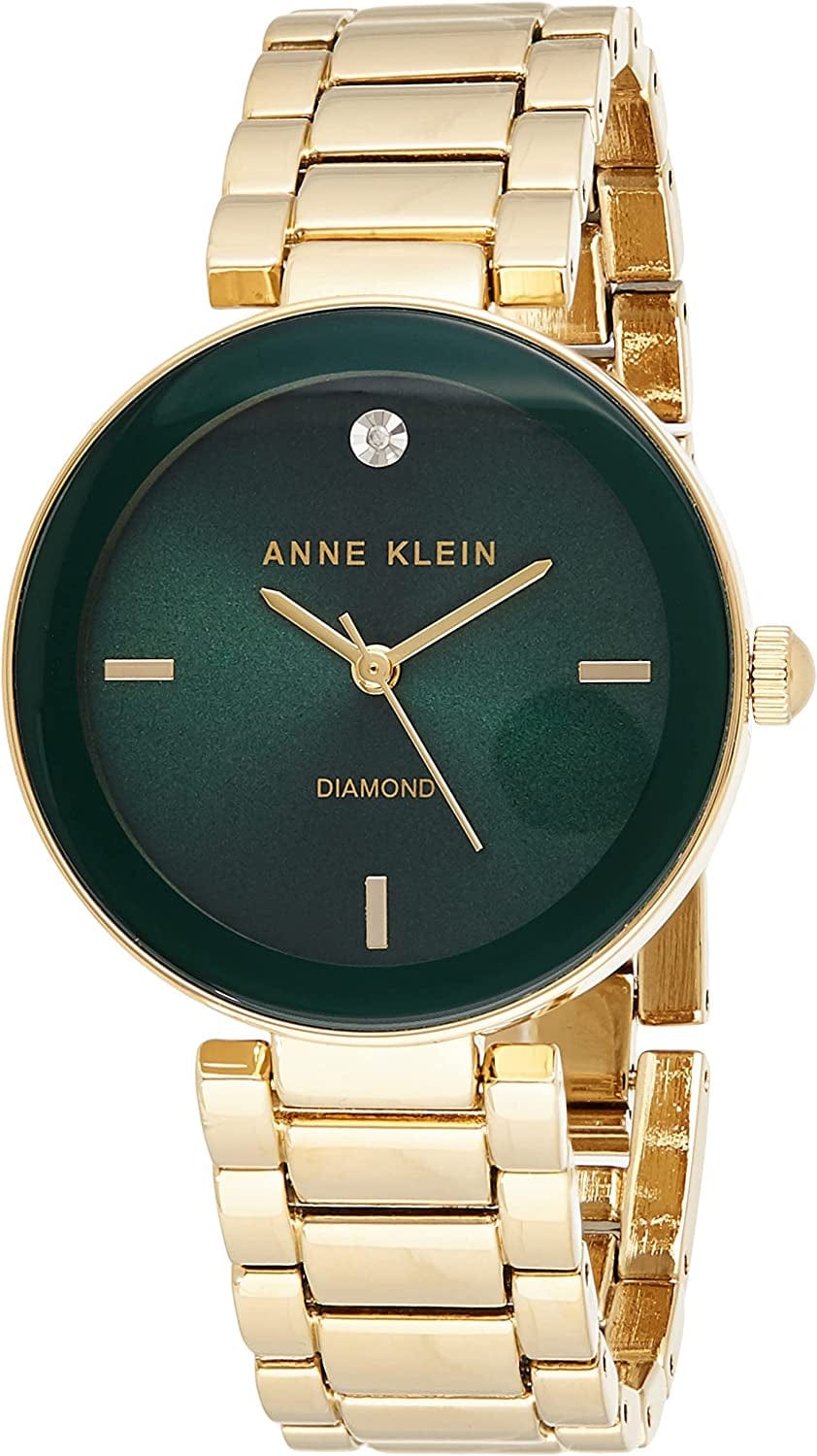 Women'S Genuine Diamond Dial Bracelet Watch Gold/Green