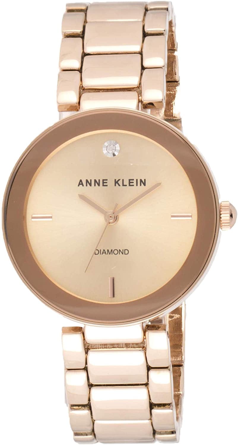 Women'S Genuine Diamond Dial Bracelet Watch Rose Gold-Tone
