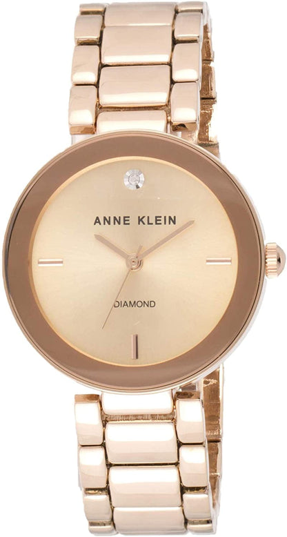 Women'S Genuine Diamond Dial Bracelet Watch Rose Gold-Tone