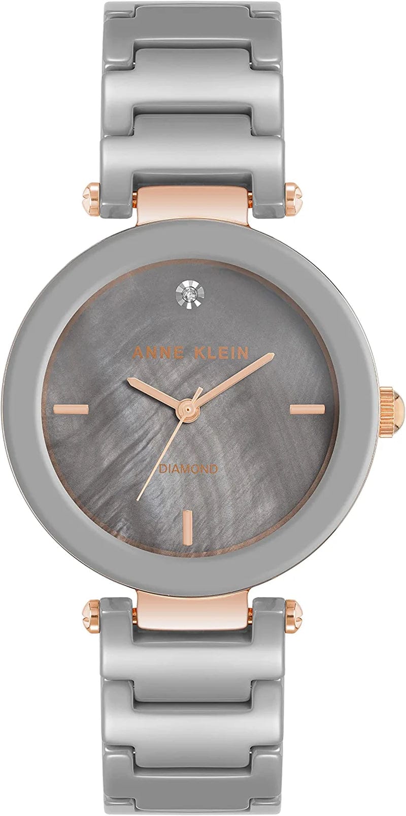 Women'S Genuine Diamond Dial Ceramic Bracelet Watch Taupe/Rose Gold