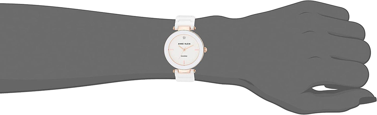 Women'S Genuine Diamond Dial Ceramic Bracelet Watch