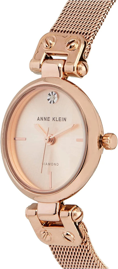 Women'S Genuine Diamond Dial Mesh Bracelet Watch