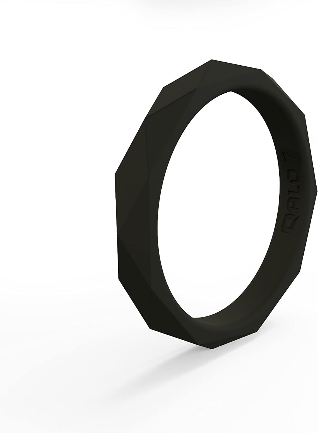 Women'S Geo Stackable Silicone Ring Collection Jet Black / 4