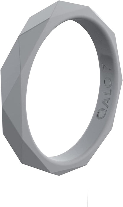 Women'S Geo Stackable Silicone Ring Collection Light Grey / 5
