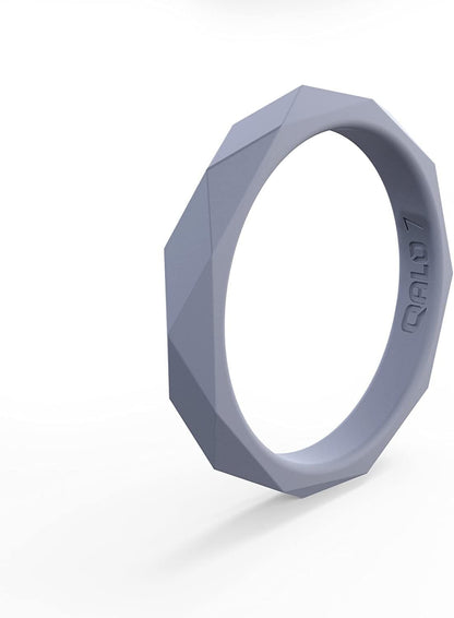 Women'S Geo Stackable Silicone Ring Collection Blue Moonstone / 5