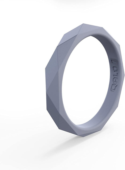 Women'S Geo Stackable Silicone Ring Collection Blue Moonstone / 5