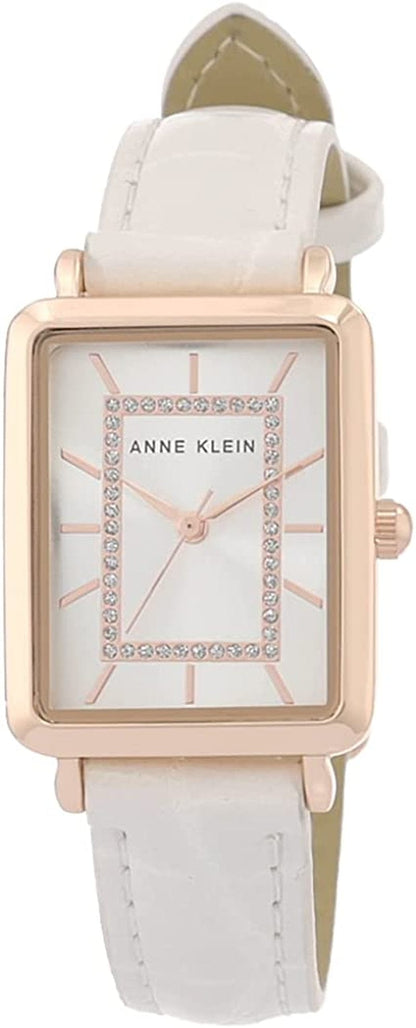 Women'S Glitter Accented Croco-Grain Strap Watch, AK/3820 Ivory/Rose Gold
