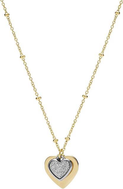 Women'S Gold-Tone Stainless Steel Pendant Chain Necklace Gold/Silver Heart