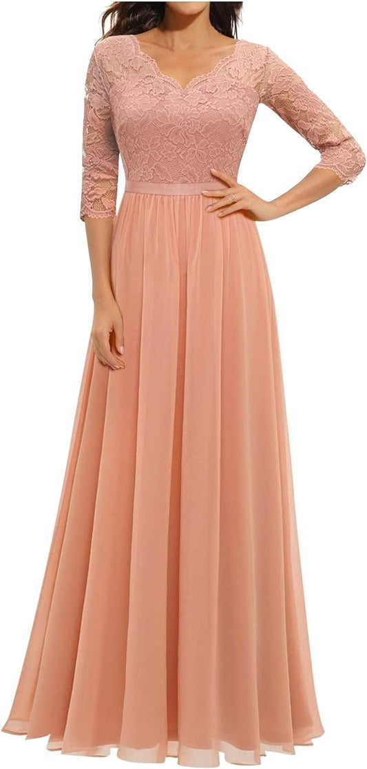 Women'S Homecoming Dresses Temperament Long Sleeve Casual Lace Stitching Solid Color Fall Dress, S-XL