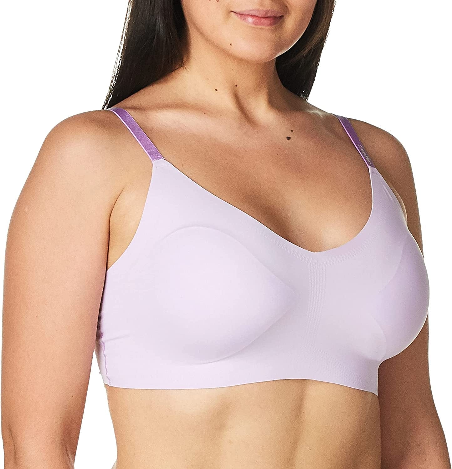 Women'S Invisibles Comfort Lightly Lined Seamless Wireless Triangle Bralette Bra Ambiant Lavendar / Large