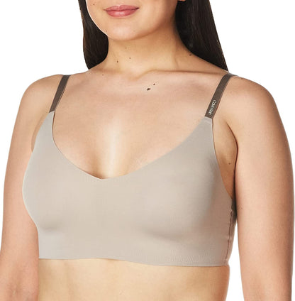Women'S Invisibles Comfort Lightly Lined Seamless Wireless Triangle Bralette Bra Grey Heather / X-Small