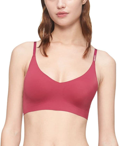 Women'S Invisibles Comfort Lightly Lined Seamless Wireless Triangle Bralette Bra Maroon / X-Small